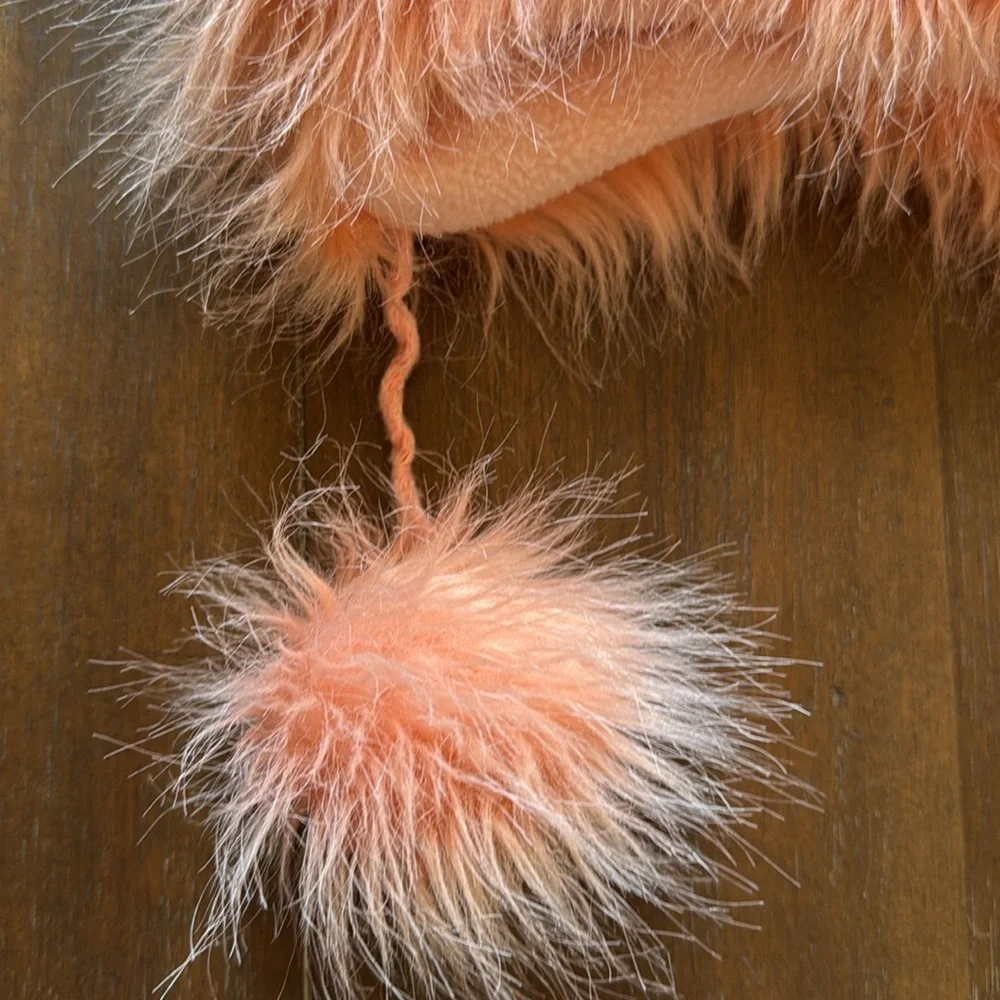 Appaman Girl's M(2Y/3Y/4Y) Rose Bloom Faux Fur Trapper Hat Cute Cat Ears Pom Pom